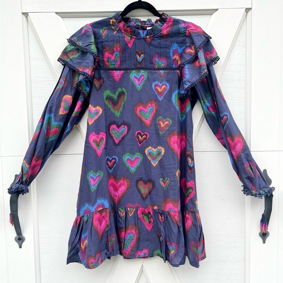 🌟Weekend Sale Only!🌟 Farm Rio Ikat Dyed Hearts Mini Dress - Picture 4 of 10